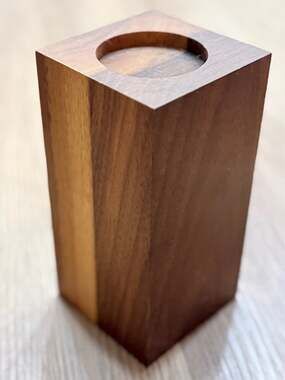 Simon Pearce Walnut Wood Pillar Candle Holder Square Base